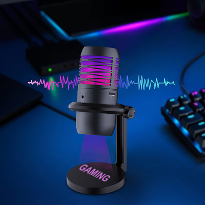 RGB μικρόφωνο συμπυκνωτών φωτισμού USB για τη ροή και την καταγραφή