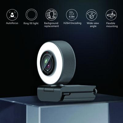 1080P περιστρέψιμο Webcam, 4K UHD Autofocus Webcam με το φως δαχτυλιδιών